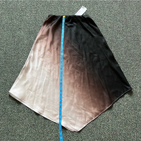 PRIMARK Brown & Black Ombre Handkerchief Asymmetrical Modest Slip Satin Skirt XS - Picture 15 of 16